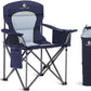 LET'S CAMP Oversized Folding Camping Chair Portable Outdoor Heavy Duty Padded Chairs Lawn Chair with Cup Holder, Storage Pocket and Cooler Bag, Supports 450LBS, for Camp, Travel, Picnic (Blue)