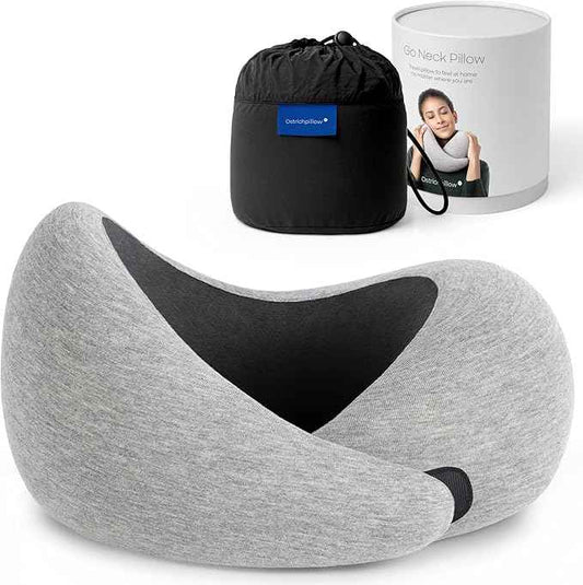 Ostrichpillow Go Neck Pillow, Travel Pillows for Airplanes, Premium Memory Foam Travel Pillow, 360º Ergonomic Design, Asymmetrical Sides, Travel Bag Included, Washable Modal Cover
