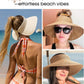Womens Sun Visor Hats Wide Brim Straw Beach Hat UV Protection Ponytail Packable Beach Vacation Essentials