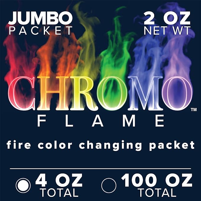 Fire Color Changing Packets for Fire Pit, Campfire, Bonfire, Outdoor Fireplace | Magic, Rainbow, Colorful, Mystic Flames | 4 oz Total, 2-2 oz Jumbo Packets