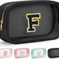 YOOLIFE Initial Travel Makeup Bag Pouch, Clear Toiletry Bag for Women Travel Accessories Cosmetic Bag Skin Care for Teen Make Up Bags Birthday Gifts for Women Unique Teacher Mom Friends Gifts Black F