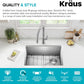 Kraus KHU111-25 Standart PRO 16 Gauge Undermount Single Bowl Stainless Steel Kitchen Sink, 25 Inch