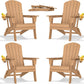 Folding Adirondack Chair - Extended Ergonomic Backrest, Cup Holder - Easy Assembly - Durable HDPE Plastic, Weather Resistant & Maintenance-Free - Lawn, Patio, Deck Supports 380lbs Teak