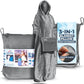 3-in-1 Travel Blanket Airplane – Compact with Bag & Pillow Combo Set, Gray Ultra-Soft Fleece | Packable Blanket Compact | Hidden Pocket | Trolley Sleeve | Carabiner | Travel Essentials