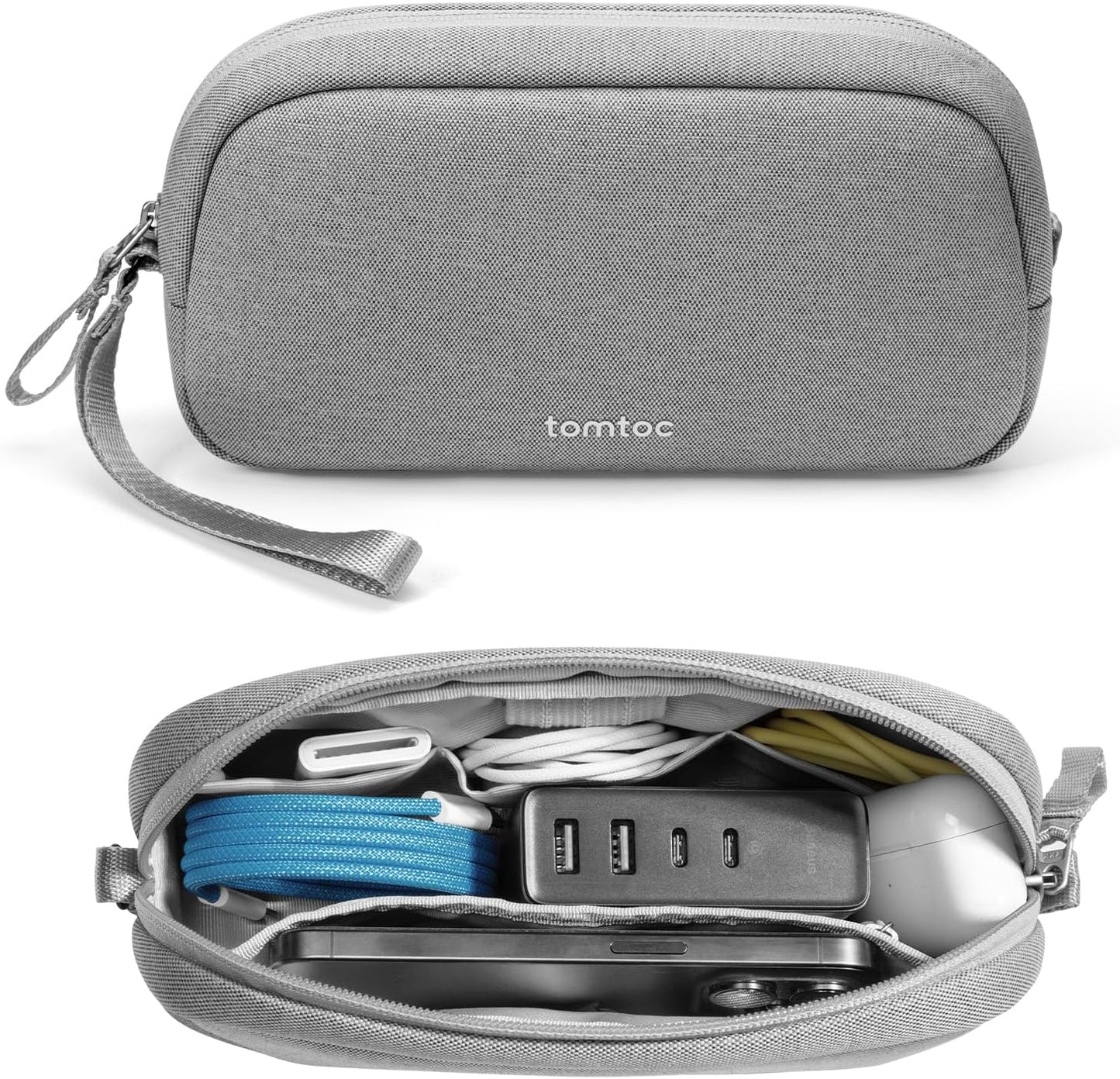 tomtoc Electronics Organizer Travel Case, Water Resistant Travel Bag Cable Organizer for Essentials, Tech Pouch Accessories Carry Storage for Cord, Phone, Cables, Airpods, USB Flash Drive, Daily Items - Roamly