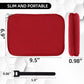 Electronics Organizer - Travel Cable Organizer Bag, Water Resistant Double Layers Pouch for Cord, iPhone, iPad Mini - Gift for Men Electronic Accessories Storage Case with 5 Cable Ties, Red