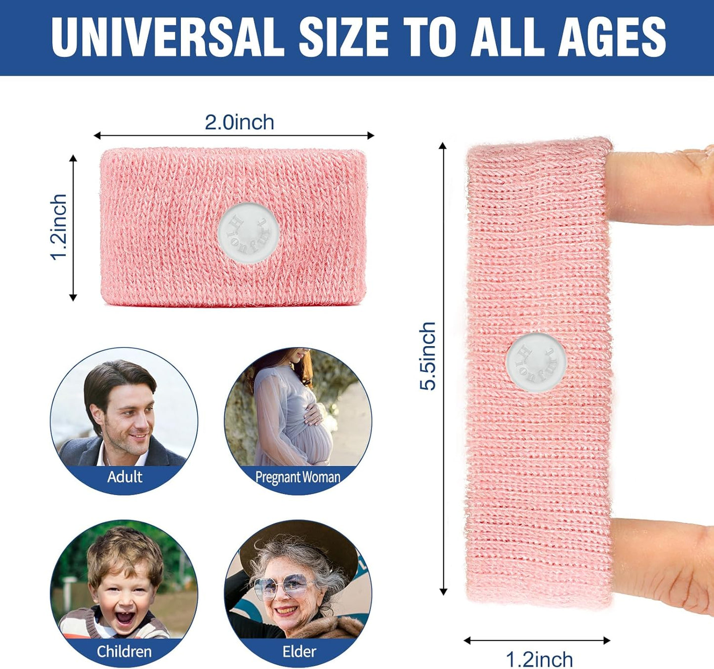 Motion Sickness Bands Anti Nausea Wristband for Adult and Kids Morning Sickness Relief for Pregnant Women Acupressure Nausea Relief for Car, Sea, Air Sickness - 2 Pairs Pink, Pink