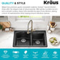 KRAUS Forteza 33-inch Drop In/Undermount 60/40 Double Bowl Granite Kitchen Sink in Black, KGD-50BLACK