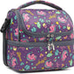 FlowFly Double Decker Cooler Insulated Lunch Bag Large Tote for Boys, Girls, Men, Women, With Adjustable Strap (Purple-Unicorn)