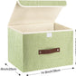 TYEERS Collapsible Storage Boxes, Washable Fabric Storage Bins with Lids, 14.9x9.8x9.8 inches, 3 Pack, Green
