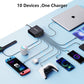 320W USB C Charger Block, 10-Port USB C Charging Station GaN III PD 65W PC Laptop Fast Charger Adapter for MacBook Pro/Air, DELL, iPad, iPhone, Samsung Galaxy Black