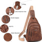 10L Crossbody Sling Bag for Women Men Anti Theft Cross Body Fanny Pack Belt Bag Purse Gifts for Women Faux Leather, Brown