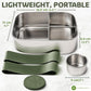 Everusely - Bento Box - Sage, 27oz / 0.8 L - Stainless Steel Lunch Box with Leakproof Condiment Container - 3 Compartment Snack Organizer for On the Go Meals - Freezer & Dishwasher Safe