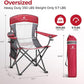 ALPHA CAMP 2PC Oversized Mesh Back Camping Folding Chair Heavy Duty Support 350 LBS Collapsible Steel Frame Quad Chair Padded Arm Chair with Cup Holder Portable for Outdoor (Red-2PC)