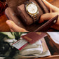 MR.OKAY Single Watch Travel Case- Classic Leather Watch Case with Superb Texture.(Portable Watches Roll Or Organizer for Storage and Display).Festival Gift for Men, All Handcrafted by Artisans.