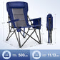 LET'S CAMP Oversized Camping Chairs 29.52" High Back Heavy Duty Lawn Chair Support 500LBS, Portable Collapsible Chair with Cup Holder, Side Pocket,2 Pack(Blue)
