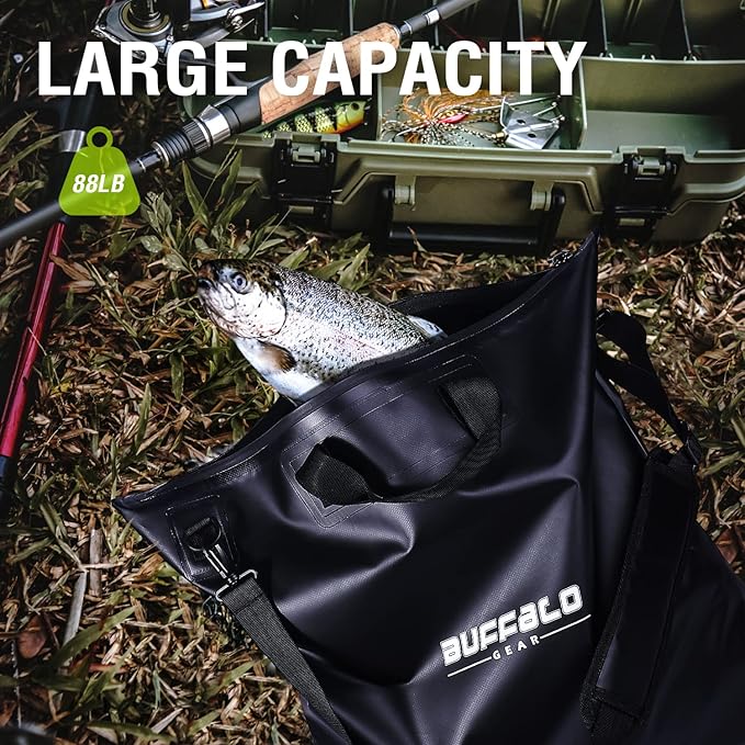Buffalo Gear Fish Tournament Weigh in Bag for Bass Fishing, Heavy Duty Fish Bag for Caught Fish Waterproof,Leakproof,Puncture Resistant