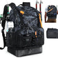 Fishing Backpack with Rod Holder, Heavy Duty Fishing Bag with Waterproof Bottom, Tackle Backpack Gifts for Man Woman-Black Camo