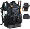 Fishing Backpack with Rod Holder, Heavy Duty Fishing Bag with Waterproof Bottom, Tackle Backpack Gifts for Man Woman-Black Camo