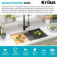 KRAUS Kore ADA Workstation 32-inch Undermount 16 Gauge Stainless Steel Kitchen Sink, Single Bowl Kitchen Sink with Accessories, KWU110-32/5.5
