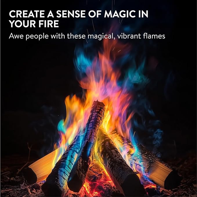 Navaris Mystical Fire Packets - Magical Fire Color Changing Packets Fire Pit - Rainbow Fire Magic Fire Colorful Flames Packs - for Campfire Firepit Bonfire - 12-Pack 0.7oz (20g)
