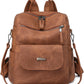 PU Leather Backpack Purse for Women Fashion Multipurpose Design Handbag Ladies Shoulder Bags Travel Backpack Brown