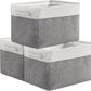 TheWarmHome Organization and Storage Basket for Organizing - 3 Pack 16x12x12 inch Cube Storage Bin Fabric Storage Cubes for Organizer Cloth Gift Toy Closet (White & Grey)