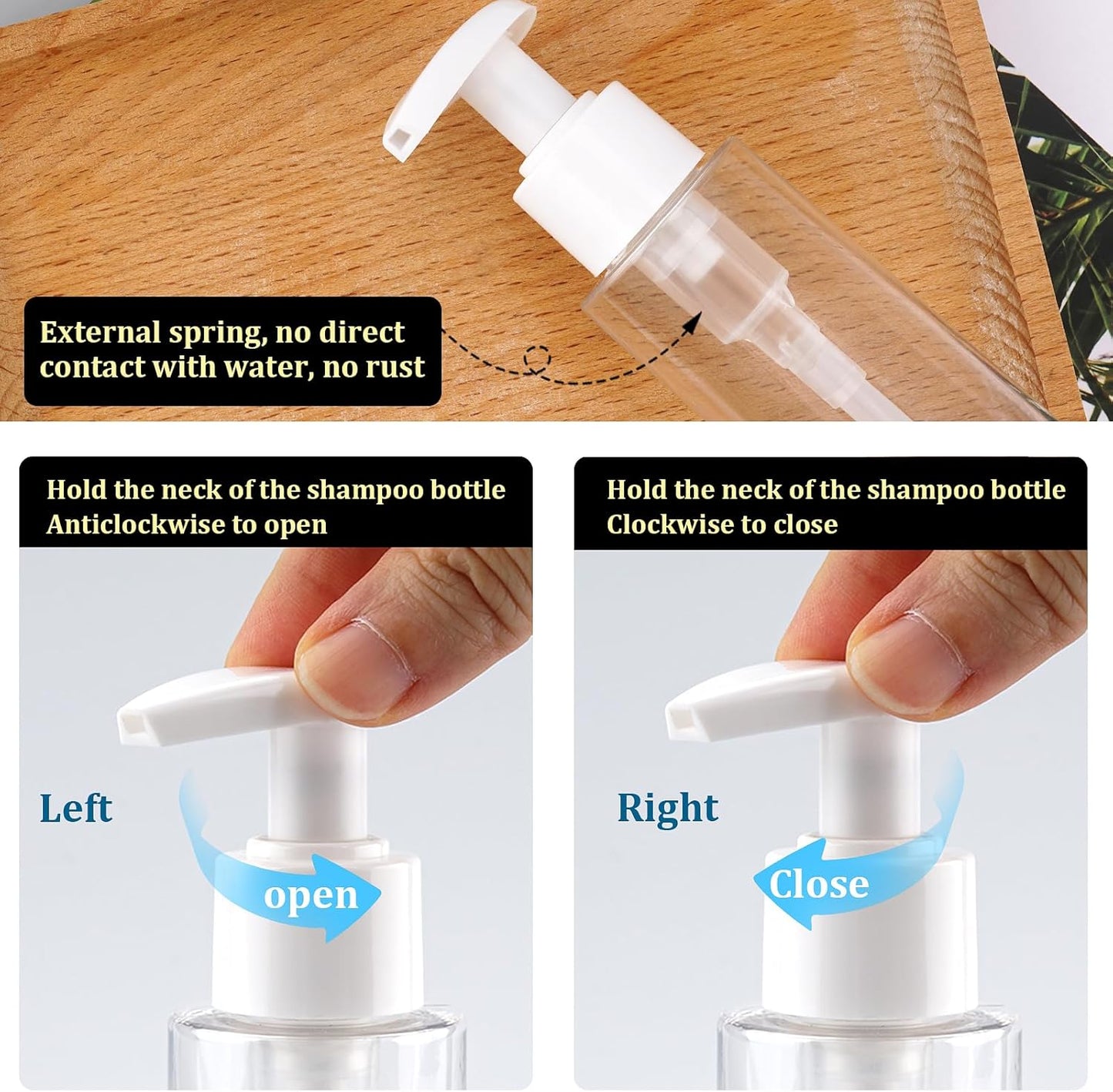 Travel Bottles Plastic Pump Bottle Dispenser TSA Approved 3.4oz/100ml 4 Pack Travel Refillable Shampoo and Conditioner Bottles Empty Travel Size Bottles for Cosmetic, Lotion, Liquid Soap (mixcolor)