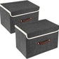 TYEERS Collapsible Storage Boxes, Washable Fabric Storage Bins with Lids, 14.9x9.8x9.8 inches, 2 Pack, Black