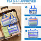 XEWEA Clear Travel Toiletry Bags, 3 Pack TSA Approved Transparent Makeup Bag for Men Women, Large Waterproof PVC Quart Organizer with Zipper for Toiletries Airline Essentials,Toy Storage Pouch Blue - Roamly