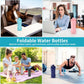 Silicone Collapsible Water Bottles,Lightweight Reusable Leakproof For Traveling Camping Hiking Cycling Sports Outdoor,Foldable Portable Travel Water Bottle 600ML Dark Blue And Pink 2Pack.