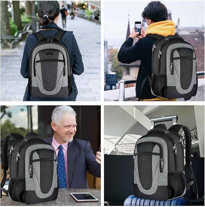 BIKROD Backpack for Men and Women, Extra Large School Backpacks for Teens, Water Resistant Back Pack Fits 17 Inch Laptop, Business Anti Theft Sturdy Computer Bag Gifts, Blackgrey