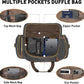 Vintage Canvas Duffle Bag, 50L Genuine Leather Travel Duffel Backpack Multifunctional Overnight Weekender Bag with Shoes Compartment Men (Black) - Roamly