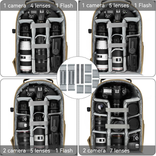 TORIBIO Camera Backpack, Hardshell DSLR Photography Camera Bag, Waterproof Hard Shell Camera Case with Tripod Holder & 15.6" Laptop Compartment Compatible with Canon/Nikon/Sony/DJI Mavic Drone