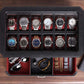 ROTHWELL 12 Slot Leather Watch Box with Valet Drawer - 12 Slot Luxury Watch Case Display Organizer, Microsuede Liner, Mens Accessories Holder, Jewelry Case, Jewelry Display Organizer (Black/Red)