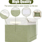 Large 17" 42 Quarts Collapsible Stackable Storage Bins with Lids [3-Pack] Foldable Fabric Linen Storage Boxes Cube, Closet Organizer Baskets with Label for Home (16.7 x 12 x 12", Green & White)