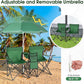 Goplus Double Camping Chair with Umbrella, Folding Loveseat Chairs w/Canopy Shade, Carrying Bag, Table, Cup Holder, Portable Beach Chairs Outdoor Picnic Patio (Green)