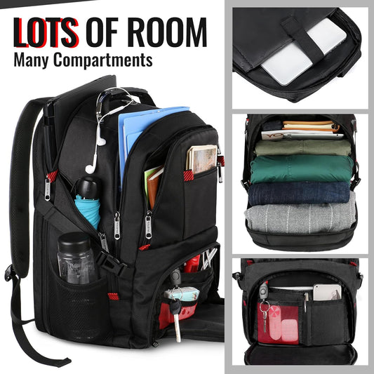 YOREPEK 18.4 Laptop Large Backpacks Fit Most 18 Inch Laptop with USB Charger Port,TSA Friendly Flight Approved Weekend Carry on Backpack with Luggage Strap for Men and Women, Black - Roamly