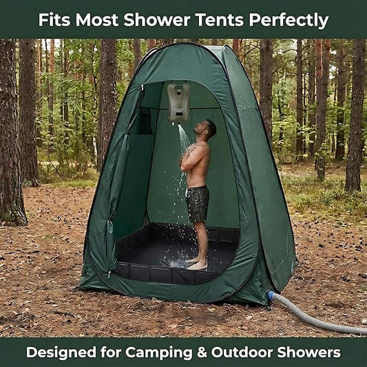 Upgraded Portable Shower Pan 41" x 41" x 5", Foldable Camping Shower Base with Waterproof Storage Bag, Dual Drain Holes, for RV Camping Outdoor Indoor & Portable Showers
