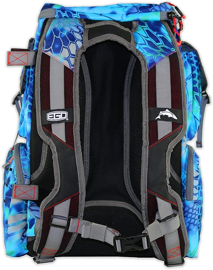 Ego Kryptek Tactical Tackle Box Backpack, Durable Fishing Tool Bag, 1000D Nylon Fabric with PVC Back, Water-Resistant, Multiple Storage Pockets, Laser-Cut Molle Loops, Includes 4 Tackle Trays