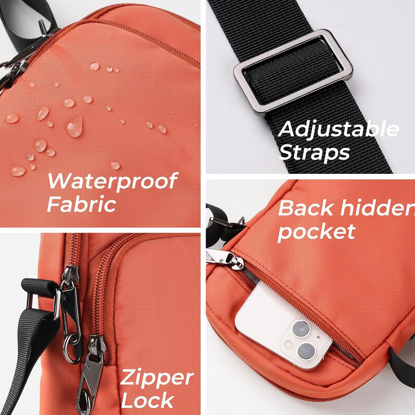 BROADREAM Small Crossbody Bag Men Women, Anti-Theft Crossbody Sling bags - Mini Shoulder Travel Bag for Hiking Sports - Roamly