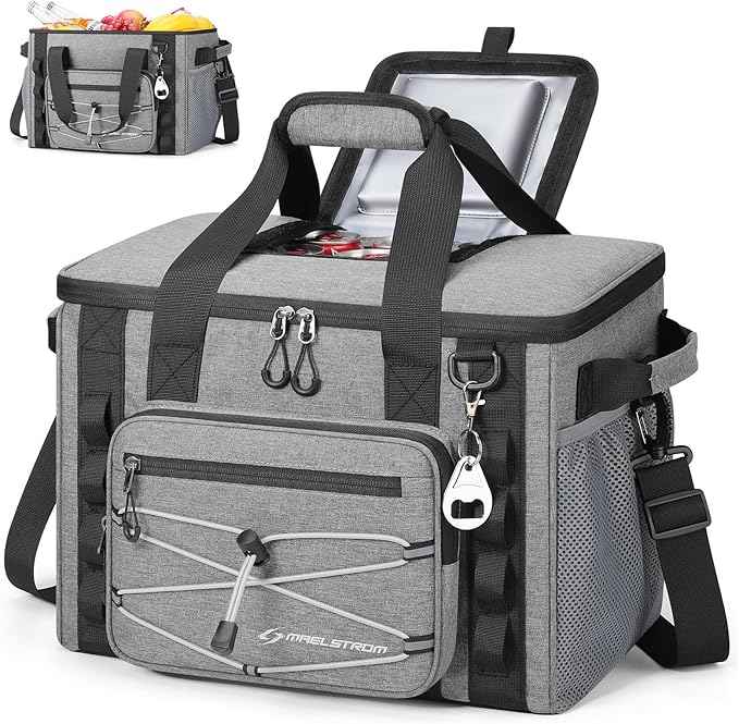 Maelstrom Soft Sided Cooler Bag, 30/40 Can Collapsible Insulated Ice Chest, Large Leakproof Portable Storage for Camping, Travel, Kayaking & Beach