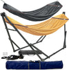 Tranquillo Universal Hammock with Stands Electro Static Coated Steel, Adjustable Foldable Hammock Stand with 2 Layered Polyester Net and Carry Bag for 2 Persons (Combo - Yellow)