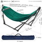 Tranquillo Double Hammock with Stand Included for 2 Persons/Foldable Hammock Stand 600 lbs Capacity Portable Case - Inhouse, Outdoor, Camping, Peacock