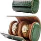 MR.OKAY 2 Watch Travel Case-Classic Leather Watch Case With Superb Texture.(Portable Watch Roll Or Organizer For Storage And Display).Festival Gift For Men, All Handcrafted By Artisans.