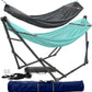 Tranquillo Combo x2 Hammocks with Stand for Outside & Tree Straps, Heavy Duty Hammock with Stand 600lbs for Indoor Outdoor Patio Backyard, x2 Hammocks for 2 Person, Portable Carrying Bags, Sky