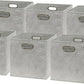 SIMPLE HOUSEWARE 11-Inch Collapsible Fabric Cube Storage Bin with Handles, Printed Design, 6 Pack, Gray