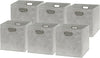 SIMPLE HOUSEWARE 11-Inch Collapsible Fabric Cube Storage Bin with Handles, Printed Design, 6 Pack, Gray