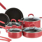 Amazon Basics Aluminum NS 12pc Red cookware set, 12 piece