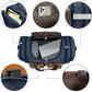 Wildroad 50L Travel Duffel Bag, Expandable Canvas Genuine Leather Duffle Bag Upgraded Overnight Weekender Carry on Bag (Navy Blue, Large-50L) - Roamly